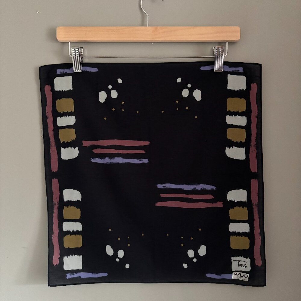 Vintage Abstract Indigo Japanese Scarf